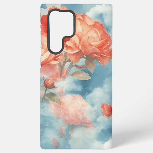 Classics - Angelic Pink and Red Roses in soft clou Samsung Galaxy S22 Ultra Case (Back)