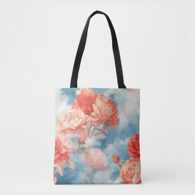 Classics - Angelic Pink and Red Roses in soft clou Tote Bag (Front)