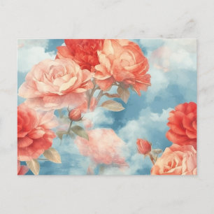 Classics - Angelic Pink & Red Roses in soft clouds Postcard
