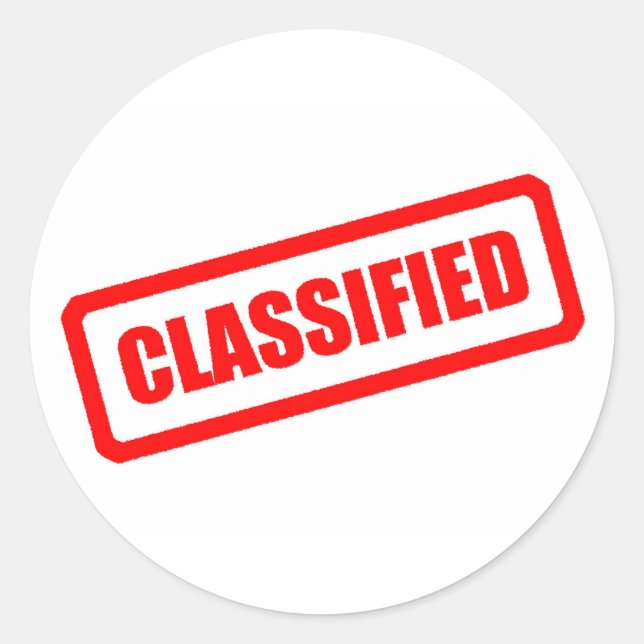Classified Classic Round Sticker (Front)