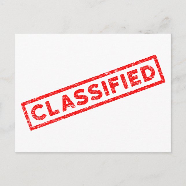 Classified Red Rubber Stamp Postcard (Front)
