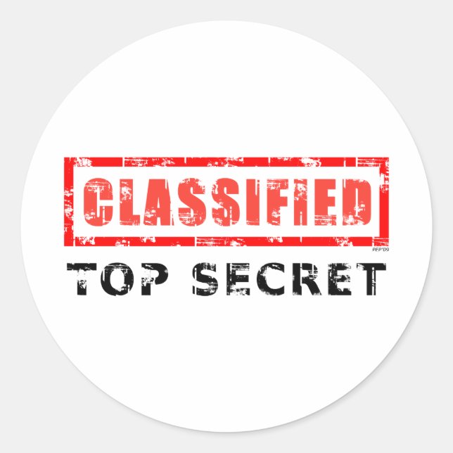 Classified Top Secret Classic Round Sticker (Front)