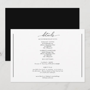 Classis Black & White Wedding Details Enclosure Invitation