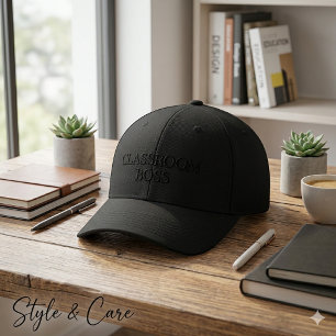 CLASSROOM BOSS Text Mark Clean Modern Design Embroidered Hat