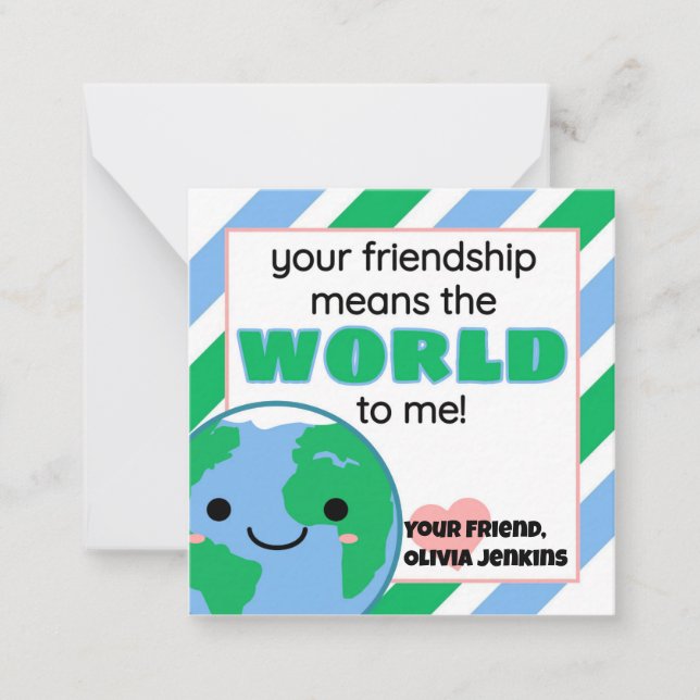 Classroom Earth World Valentine's Day Card (Front)