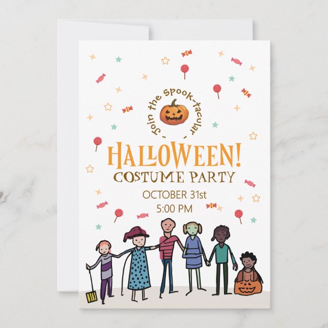 Classroom Halloween Party | Cute Kids Design Invitation (Front)