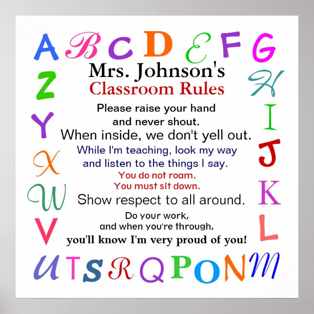 Classroom Rules # 3 by SRF Poster (Front)