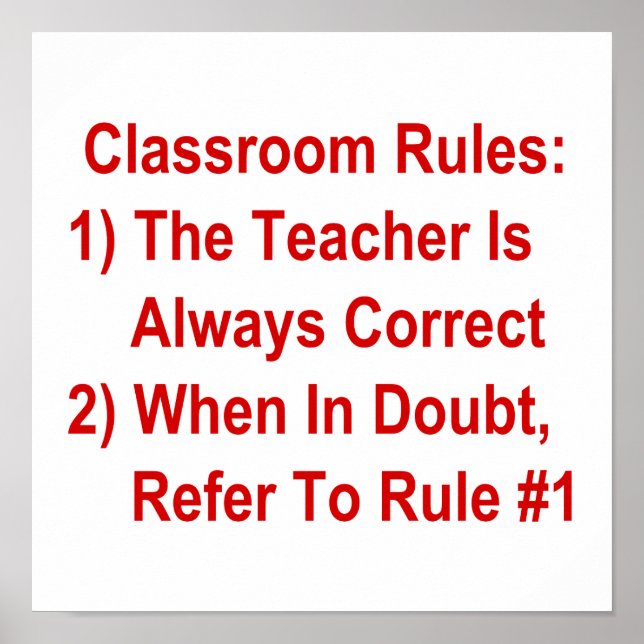 Classroom Rules (all red text) Poster (Front)