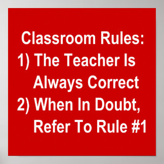 Classroom Rules (all white text on red) Poster