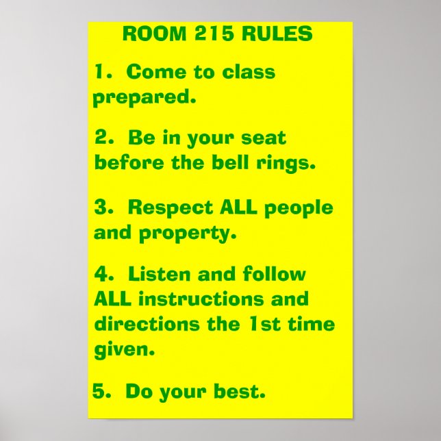Classroom Rules Poster (Front)