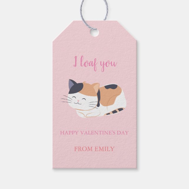 Classroom Valentine Calico Cat Gift Tags (Front)