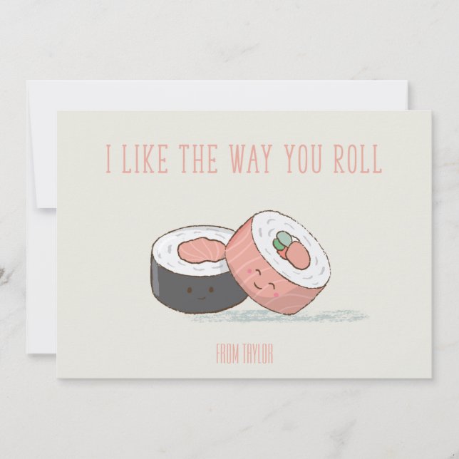 Classroom Valentine Sushi Roll Card (Front)
