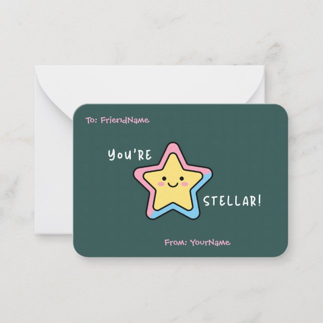 Classroom Valentines Card – You’re Stellar (Front)