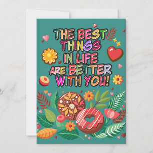 Classroom Valentine's Day Boho Doughnuts and Flowe Holiday Card