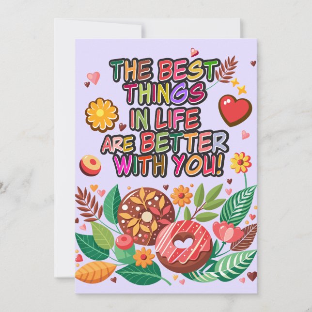 Classroom Valentine's Day Boho Doughnuts and Flowe Holiday Card (Front)