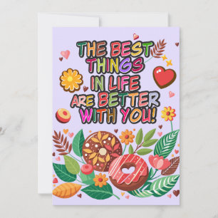 Classroom Valentine's Day Boho Doughnuts and Flowe Holiday Card