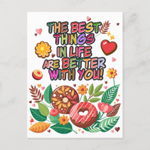Classroom Valentine's Day Boho Doughnuts and Flowe Holiday Postcard