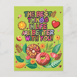 Classroom Valentine's Day Boho Doughnuts and Flowe Holiday Postcard