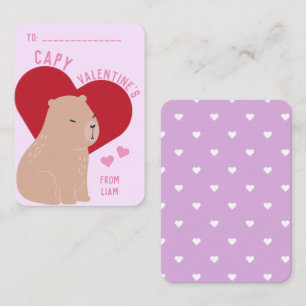 Classroom Valentine's Day Capybara Capy Card