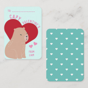 Classroom Valentine's Day Capybara Capy Card