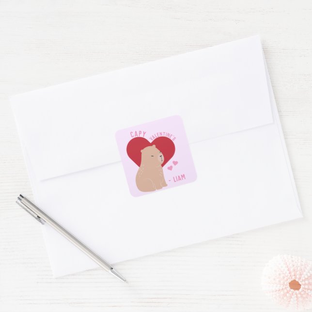 Classroom Valentine's Day Capybara Stickers (Envelope)