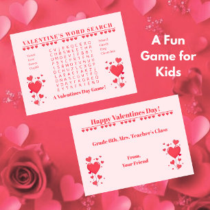 Classroom Valentine's Day Card Game-Word Search
