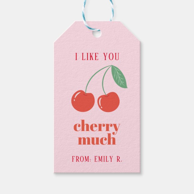 Classroom Valentine's Day Cherry Gift Tag (Front)
