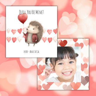 Classroom Valentine's Day, Cute Hedgehog, Photo Card