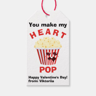 Classroom Valentine's Day Cute Popcorn red Gift Tags