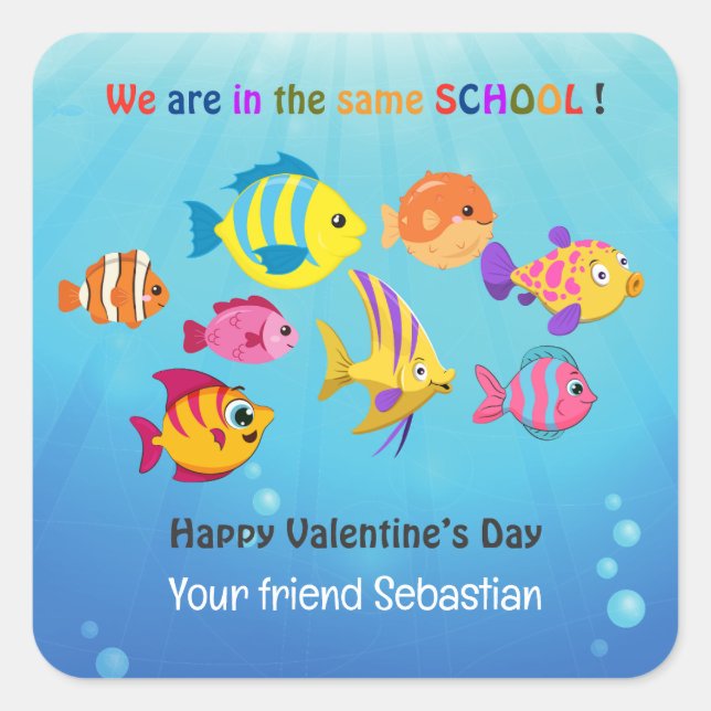 Classroom Valentine's Day Square Sticker (Front)