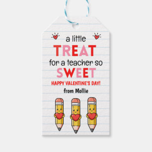 Classroom Valentines Teacher Heart Pencil Gift Tag