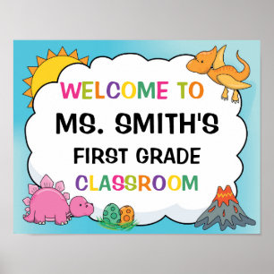Classroom Welcome Sign in Dinosaurs Theme