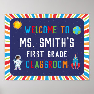 Classroom Welcome Sign in Outer Space Theme