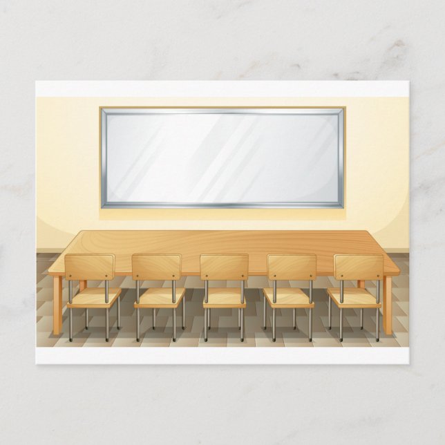 Classroom with whiteboard and chairs postcard (Front)