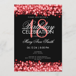 Classy 18th Birthday Party Sparkles Red Invitation