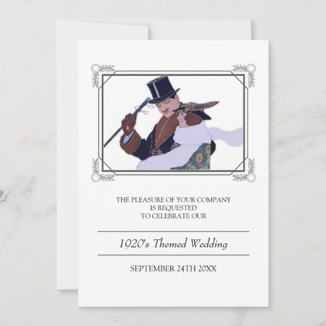 Classy 1920's Theme Wedding Invitation (Front)