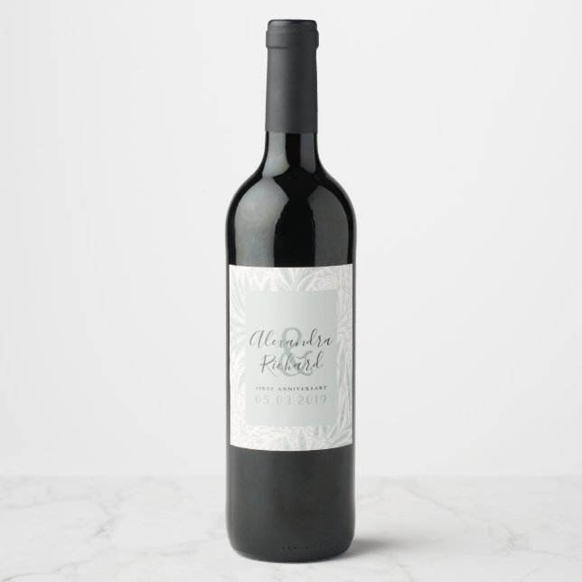 classy 1st wedding anniversary wine label (Front)