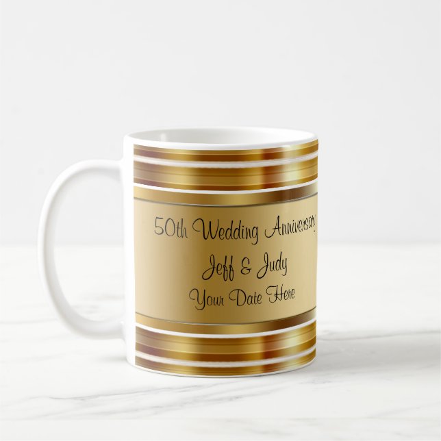 Classy 50th Wedding Anniversary Coffee Mug (Left)
