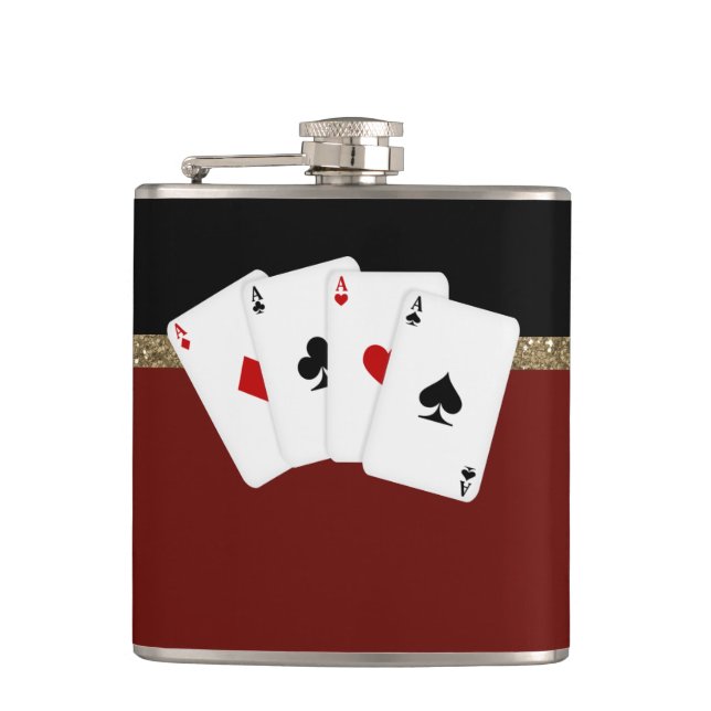 Classy Aces Poker Hip Flask (Front)