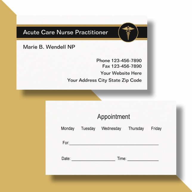 Classy Acute Care Nurse Practitioner Appointment Card (Creator Uploaded)