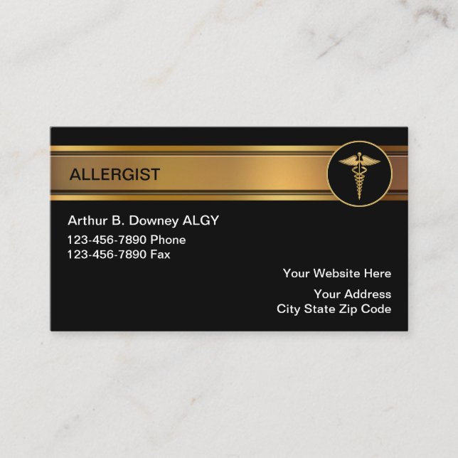 Classy Allergist Business Cards (Front)