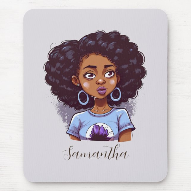 Classy and Elegant Afro Woman Mouse Pad (Front)