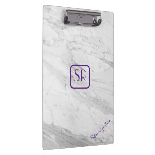Classy and Elegant Design White Marble Clipboard