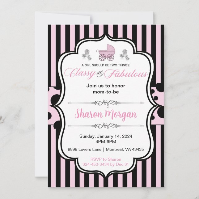 Classy and Sassy Baby Shower invite (Front)