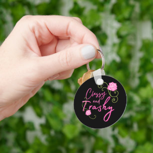 Classy and Trashy Pink Rose   Key Ring