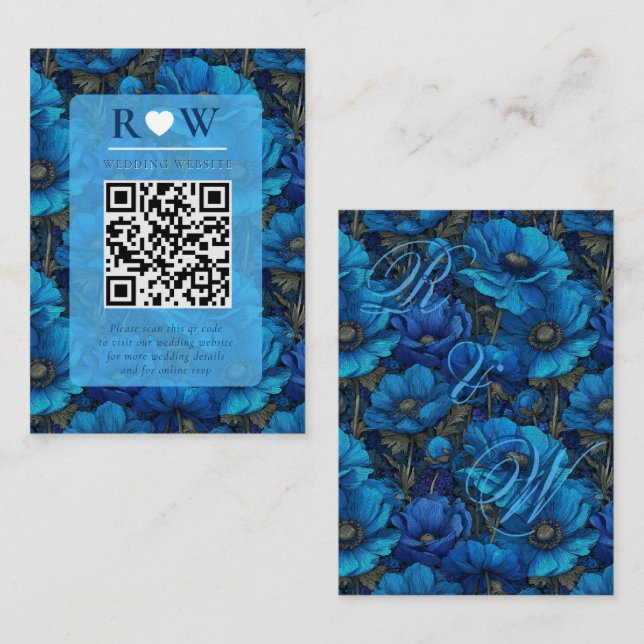 Classy Anemones Sparkle Seaside Wedding Enclosure Card (Front/Back)