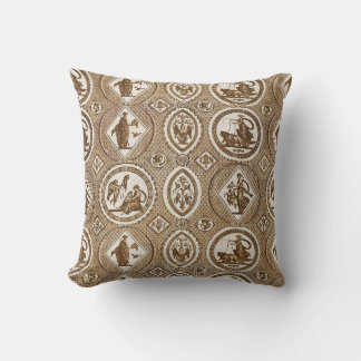 Classy Antique Medallion Brown Toile  Cushion