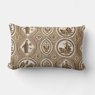 Classy Antique Medallion Brown Toile  Lumbar Cushion