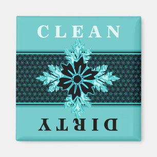 Classy Aqua and Black Floral Dishwasher Magnet