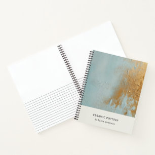Classy Aqua Blue Pink Gold Oil Paint Texture Notebook